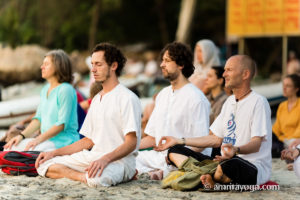 amrita yoga meditation on the amritapuri beach