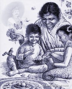 amma celebrating the onam festival with children