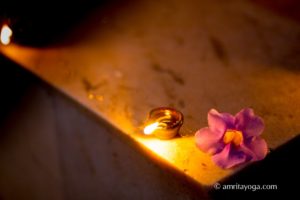 puja lamp with flower