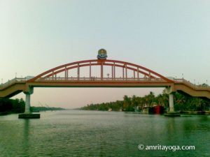 The Amrita Setu (peace) bridge and Amritapuri ashram
