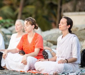 meditation on the beach at amritapuri