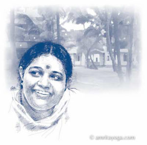 drawing of Amma with village scene