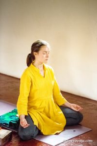 meditation asana pose, hands on knees, watermarked